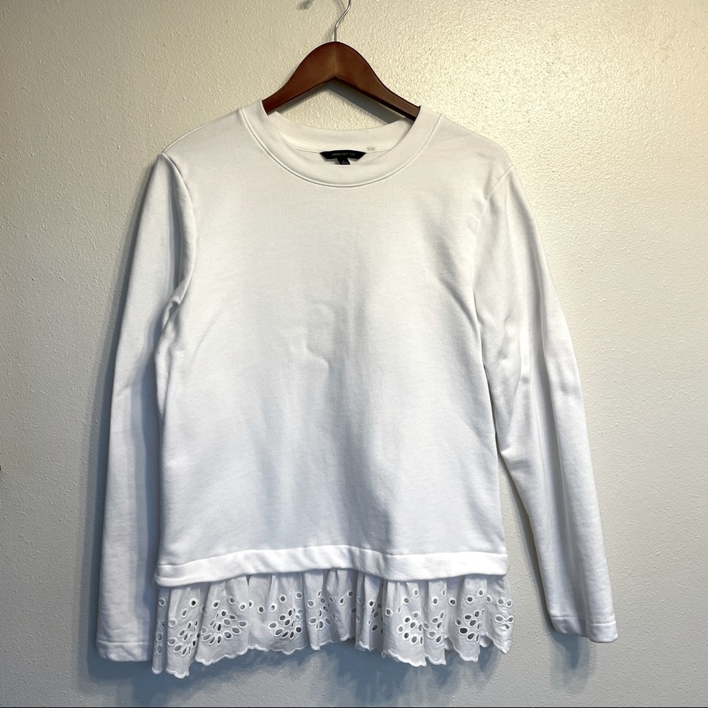 Banana Republic White Faux Layered Sweatshirt L